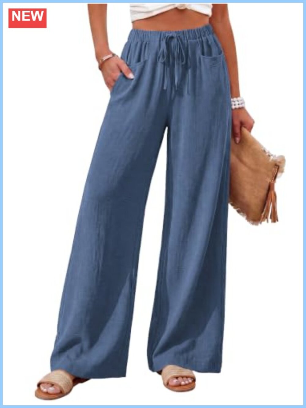 Wide Leg Palazzo Pants Women Summer Casual Lounge Trousers High Waisted